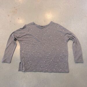 Zara Long Sleeve Pearl Embossed Sweater